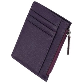 Four Leaf Fragment Case, Genuine Leather, Mini Wallet, Holds 6 Cards, Small Wallet, Thin, Multiple Storage, Compact, Thin, Genuine Cow Leather, Cashless, Minimalist Cowhide Leather, purple