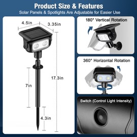 Lebenwell Solar Lights Outdoor, Motion Sensor Outdoor Solar Spotlights Waterproof, Outside Wall Lights, Outdoor Lights Solar Powered for Garden/Patio/Yard/Lawn/Backyard, Warm Yellow Light, 2 Packs