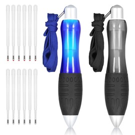 2pcs Big Fat Pens with 12 Refills, Fat Heavy Weighted Pens Large Wide Grip Pens Aids Writing for Elderly Hand Tremors Weak Hand(Black, Blue)