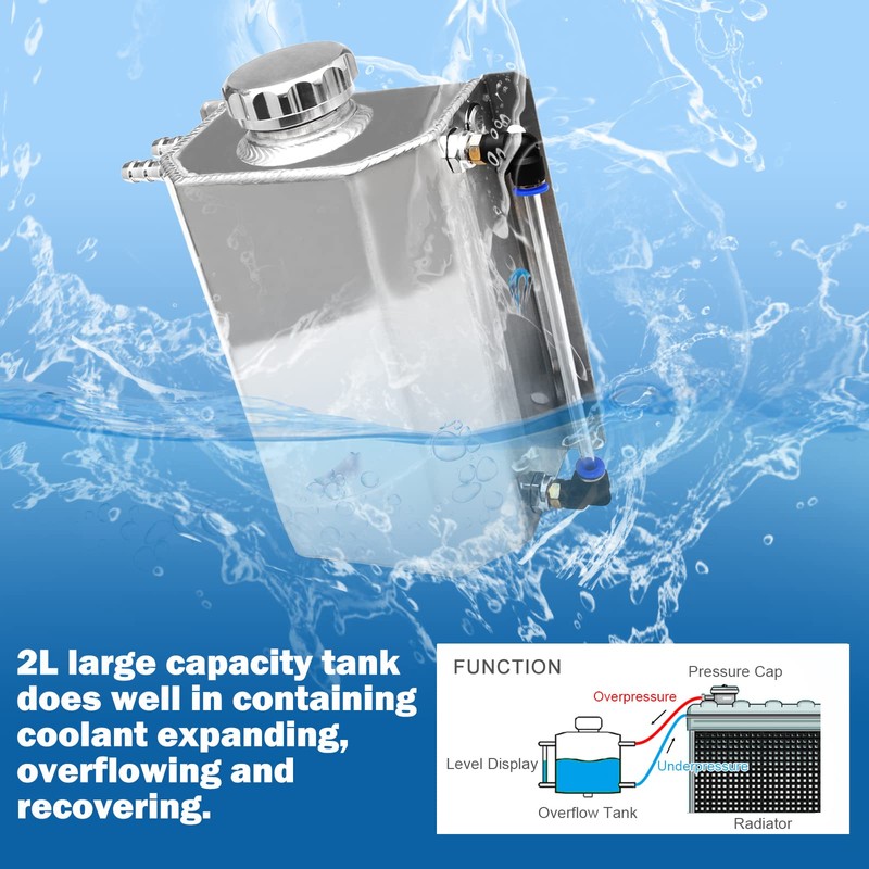 YIUIY Universal Coolant Overflow Tank 2l Aluminum Coolant Radiator Overflow