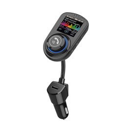 Sakura 12V Bluetooth FM Transmitter 5.0 for Cars SS5437-8m Range, Noise Cancelling, USB Charging Ports, Large Colour Display