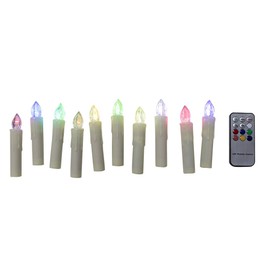 Gedengni Colorful Battery Powered Remote Control LED Christmas Tree Taper Candles with Clip for Weddings, Vigil and Menorah (4'', Ivory),Pack of 10