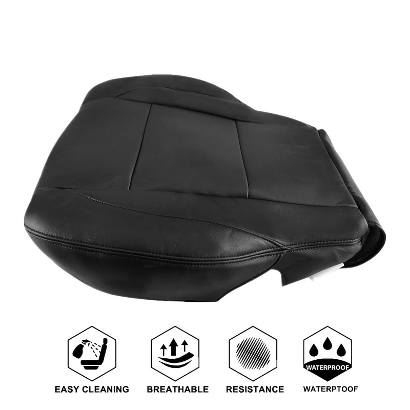 NLQR Front Driver Bottom Replacement Seat Cover Black Microfiber Leather