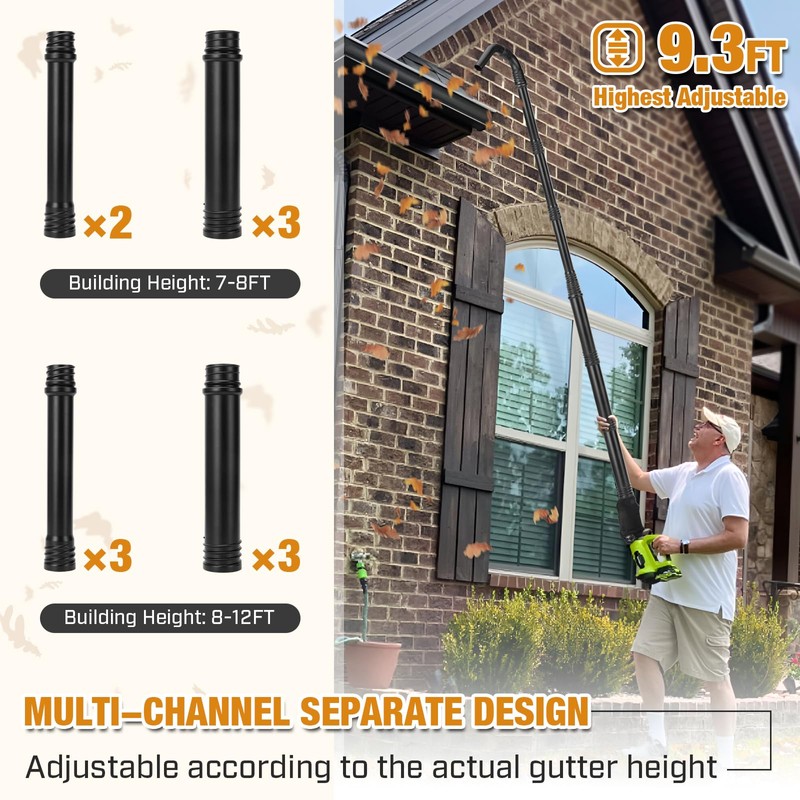 Glosaie Universal Gutter Cleaning Tools, Enhanced Leaf Blower Attachment
