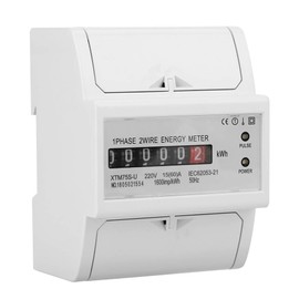 Energy Meter 220 V DIN Rail Electricity Meter, Digital Electricity Meter, Single-Phase AC Meter, 2 Lines, DIN Rails, Electricity Meter, 4P, Electronic Meter, KWh 15 (60) A