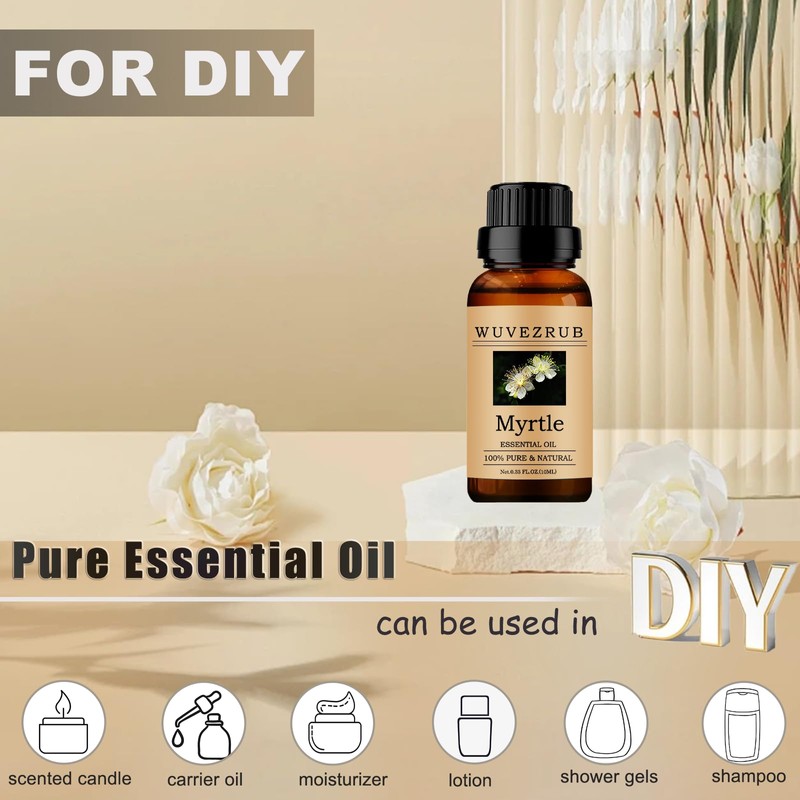 wuvezrub Myrtle Essential Oil for Diffuser Aromatherapy DIY Soap-10ml