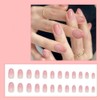 24Pcs Oval False Nails, Nude Pink Gradient Short Acrylic Full