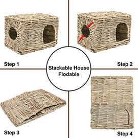 LWINGFLYER Rabbit Grass House Bunny Grass House Sleeping Chew Toys for Small Animal Bunny Hamster Chinchillas Guinea Pet Hay Bed (1PCS)