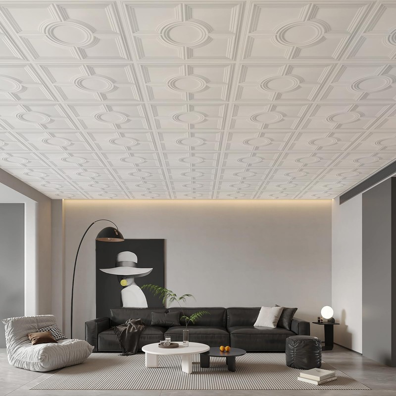STICKGOO Drop Ceiling Tiles 24 x 24in, Waterproof, Premium PVC