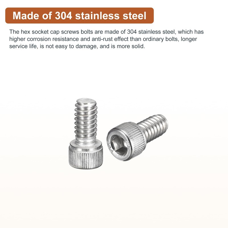 DTGN 1/4-20x1/2" Socket Head Cap Screws Bolts, 25Pcs 304 Stainless