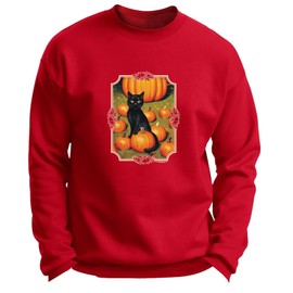 Fall Decorations for Home Black Cat in A Pumpkin Patch Premium Crewneck Sweatshirt Small Deep Red