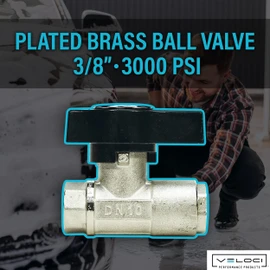 MTM Hydro Original DN10 Italian Brass Plated Ball Valve for Pressure Washing, Soft Washing and Industrial Applications