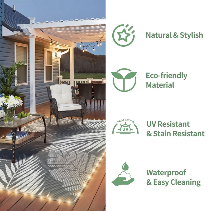 GENIMO Outdoor Rug 8' x 10' Waterproof for Patios Clearance,