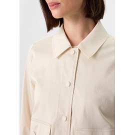 comma Lightweight Cotton Blend Boxy Fit Jacket with Shirt Collar, beige