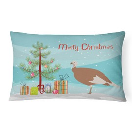 Caroline's Treasures BB9351PW1216 Jersey Buff Turkey Hen Christmas Canvas Fabric Decorative Pillow, Teal Machine Washable, Indoor Outdoor Decorative Pillow for Couch, Bed or Patio, 12HX16W