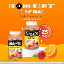 Airborne 750mg Vitamin C Gummies for Adults, Immune Support Supplement with Powerful Antioxidants Vitamins A C & E - 2x63ct Bottles (126 Gummies), Ass