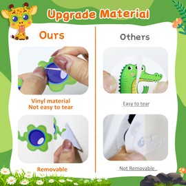 MISS FANTASY Animal Stickers for Kids - 48 Pcs Safari Birthday Decorations Wild Zoo Jungle Stickers Party Decorations Favors Supplies Crafts for Kids Toddler Student Preschool Kindergarten Gift from Teacher