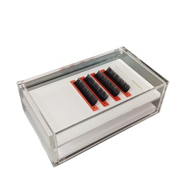 LIXIMMAZN - Caja organizadora de palés de pestañas acrílicas de 2 capas, contenedor de maquillaje transparente para pestañas postizas, estuche de almacenamiento transparente (blanco)