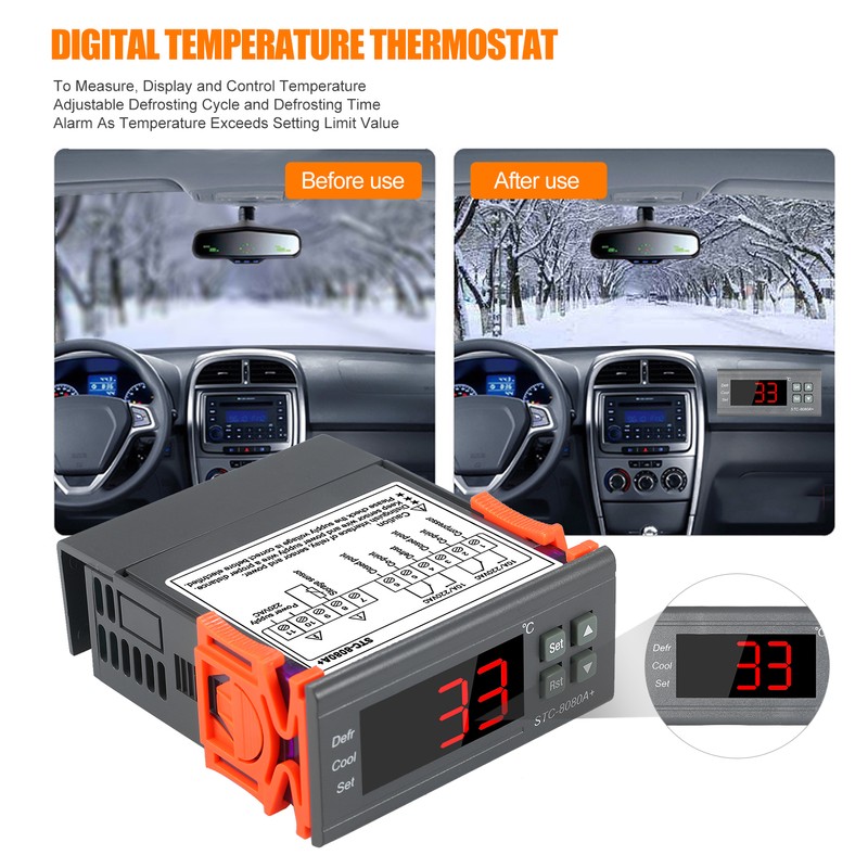 Digital Temperature Controller STC-8080A+ Refrigerator Thermostat for Refrigerator Automatic Defrosting