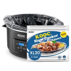 KOOC Slow Cooker Liners 14"x22" 30 Count Extra Large Size Disposable Pot Liners Cooking Bags Fit 6 qt to 10 qt Pot BPA Free Fresh Locking Seal Design