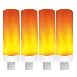 BukNikis LED Flame Light, USB Plug-in Flame Light, Flickering Flameless Candles Tea Lights, Orange Atmosphere Lights (Pack of 4)