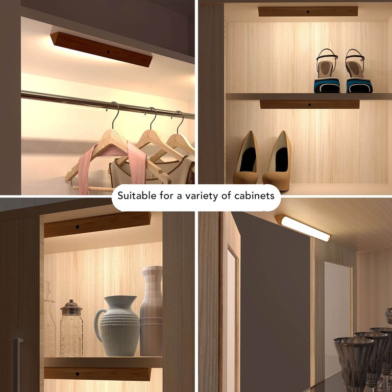 Under Cabinet Light Wooden 3000K Wireless Motion Sensor USB Rechargeable
