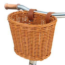 Bicycle Basket Front, Bicycle Baskets Braided Plastic, Bicycle Basket Front Children with Removable PU Straps, Weatherproof, for Most Bikes