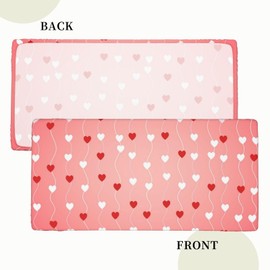 Fiokroo Pink Love Hearts Tablecloth with Elastic Edge for 5ft Rectangle Table, Table Cloth Washable Table Cover for Kitchen Dining Party Outdoor Picnic Decoration, 60" L X 30" W