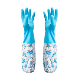 TRIXES Long Rubber Pond and Drain Gloves – Household & Garden Chores, Gardening, Weeding, Washing, Cleaning & Dishwashing – Extra Protection Sleeves - Heavy Duty, Waterproof and Lined for Warmth