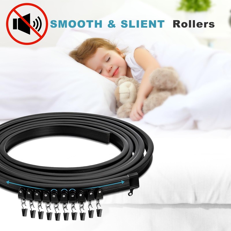 Flexible Curtain Track, 20Ft Ceiling Track for Curtains, Bendable Wall