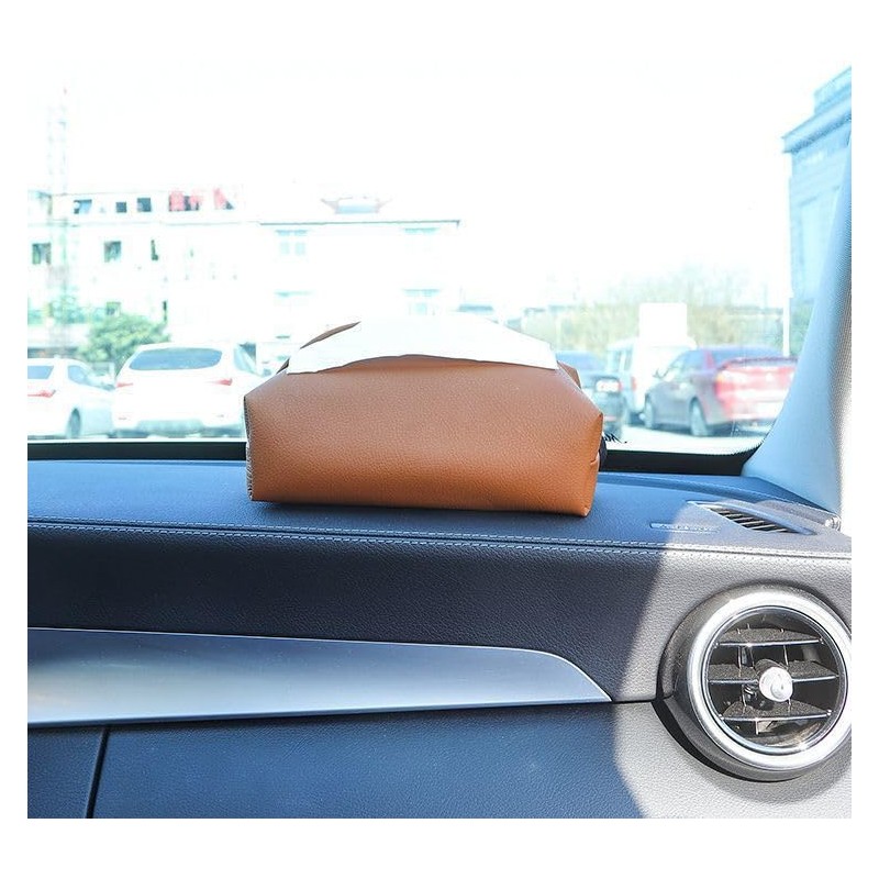 BM-STORE Genuine Leather Car Tissue Case Car Tissue Holder Sun