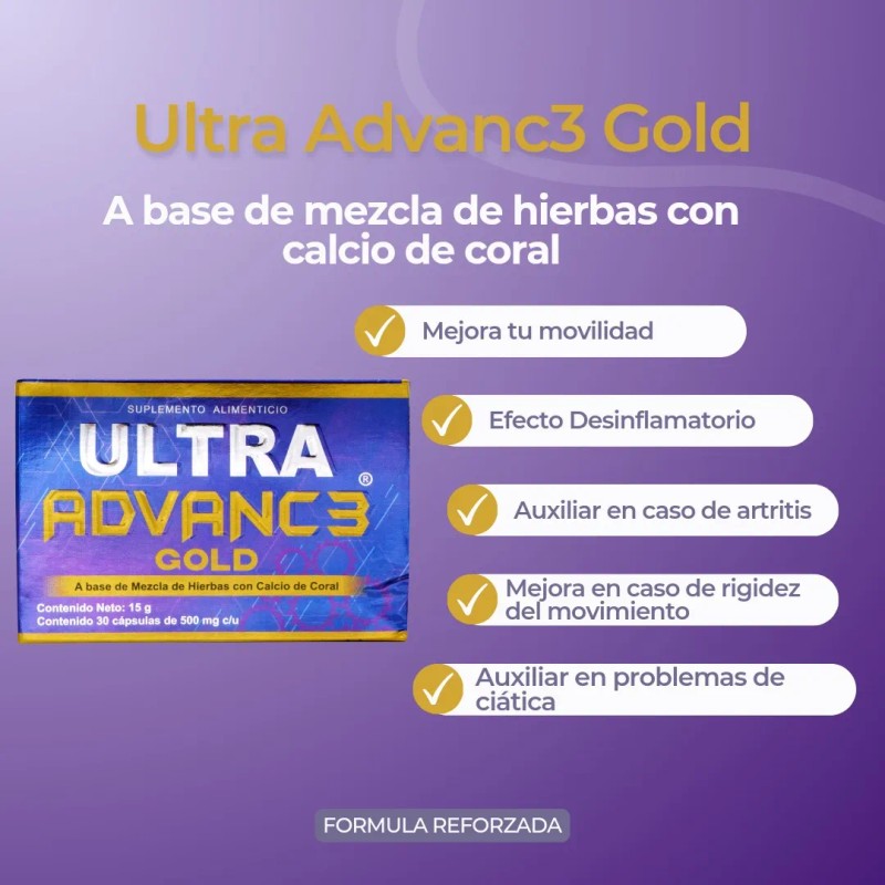 Ultra Advance Gold 30 Tabletas De 500mg Pack 5 Cajas