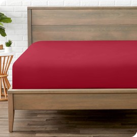 Bare Home Fitted Bottom Sheet King - Premium 1800 Ultra-Soft Microfibre - Ultra-Soft Wrinkle Free - Deep Pocket - 35 CM Deep - 15" Deep - King Fitted Sheet (King, Red)