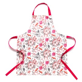 ESSEX - Patels Cooking Apron, 60 x 75 cm, 100% Cotton, Kitchen Apron, Flowers, Beige