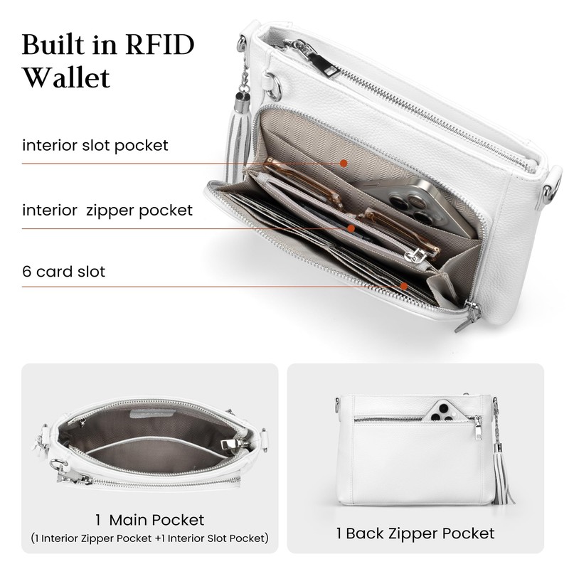 befen White Cross Body Bag Women Small Shoulder Bag for
