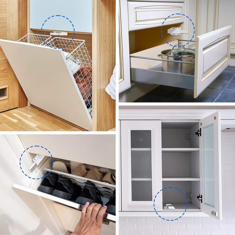 2 Pcs White Push to Open Door Catches, Large Magnetic
