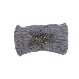 FOMIYES Woolen Yarn Hand Made Headband for Women and Girls Warm Hair Band Simple Flower Pattern Comfortable and Breathable Light Grey Headwrap for Everyday Use
