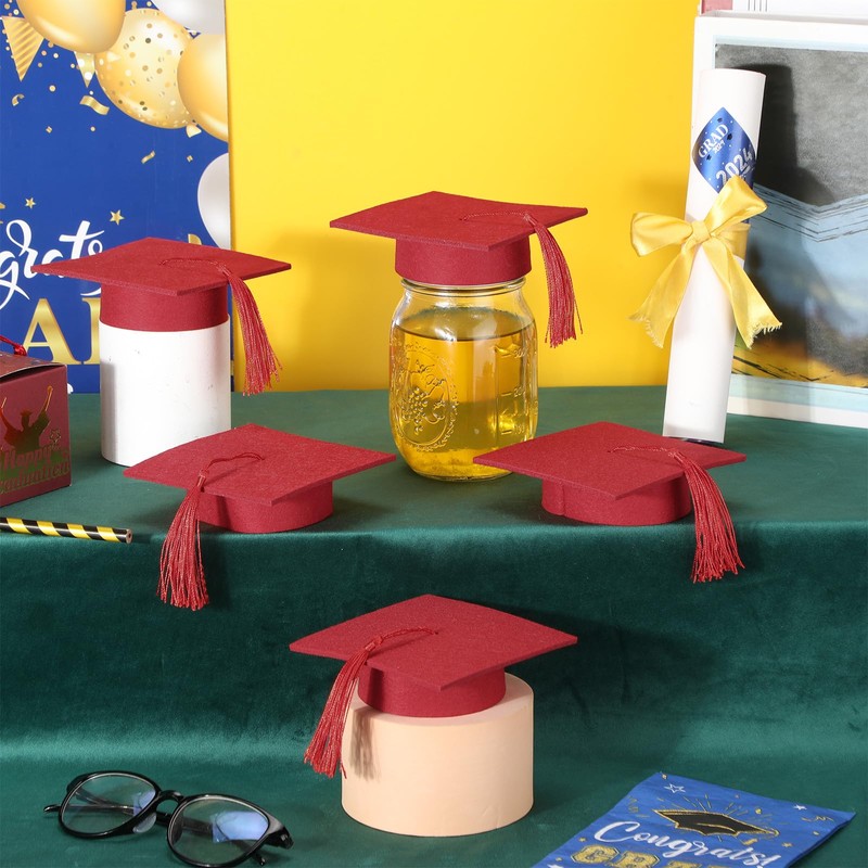 Mindsoft 24 Pcs 2026 Graduation Cap Decorations Mason Jar Lid
