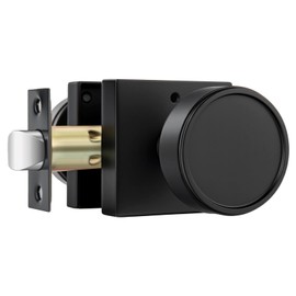 goldenwarm Interior Door Knob Black, Zinc-Alloy Matte Black Privacy Door Knob Interior for Bedroom Bathroom, Heavy Duty Square Round Doorknob - 1 Pack