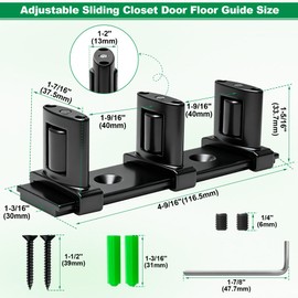 3-Roller Adjustable Sliding Closet Door Floor Guide Upgrade Kit