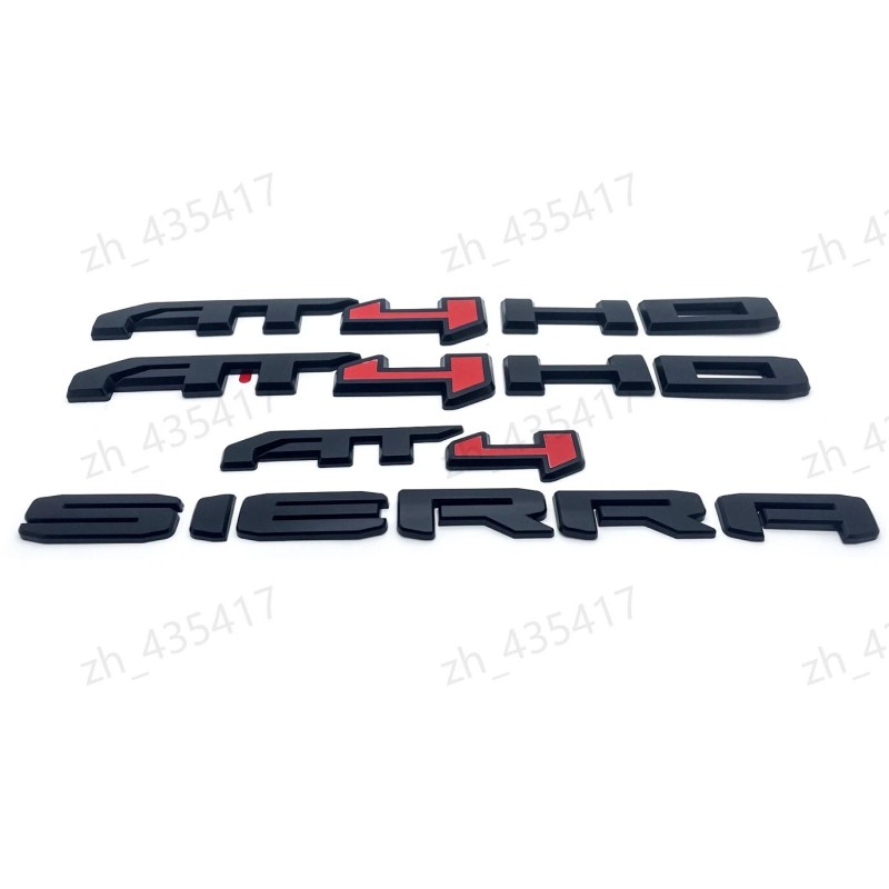 GMC Matte Black RED AT4 HD Emblems Sierra Letters Kit