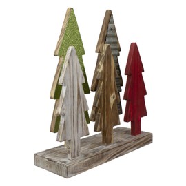 Northlight 15" Multi-Color Wooden Christmas Tree Tabletop Decoration