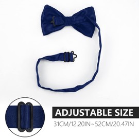TORMEN Men Bow Tie Classic Bowtie Formal Pre-Tied Adjustable Length (Navy Blue）