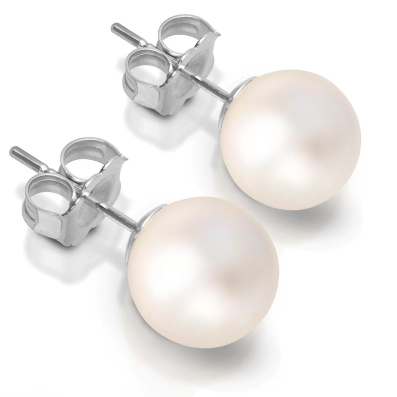 ISAAC WESTMAN White Freshwater Cultured Pearl Stud Earrings (8.0-8.5mm) -