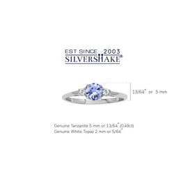 Silvershake Petite Genuine Tanzanite and White Topaz 925 Sterling Silver Promise Ring Size 5.5