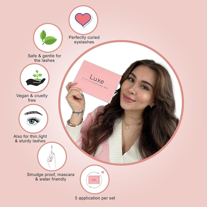 Luxe Cosmetics-Kit de levantamiento de pestañas-Nueva versión con almohadillas para