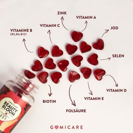 GOMICARE® Sugar Free Gummies for Hair, Skin and Nails 60 Gummies with 5000 μg Biotin, Folic Acid, Selenium, Zinc and 8 Vitamins and Minerals Vegan Gluten and Lactose Free