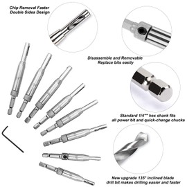 Hinge Drill Bit Self-Centring HSS Drill Bit 17 Pieces Hole Saw Tool Set Centre Drill Hole Drill Set for Door Window Cabinet Drawer Woodworking Furniture Kitchen Window Door Hinges Handles