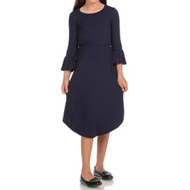 Pastel by Vivienne Honey Vanilla Girls' Fit and Flare Midi Dress with Bell Sleeve X-Large 11-12 Years Navy