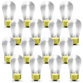 OHLECTRIC 16 Pack - S14 Clear White String Light Bulbs with E26 Base | 11W Dimmable Colored Bulbs | 130V Sign Light Bulbs, Suitable for String Light